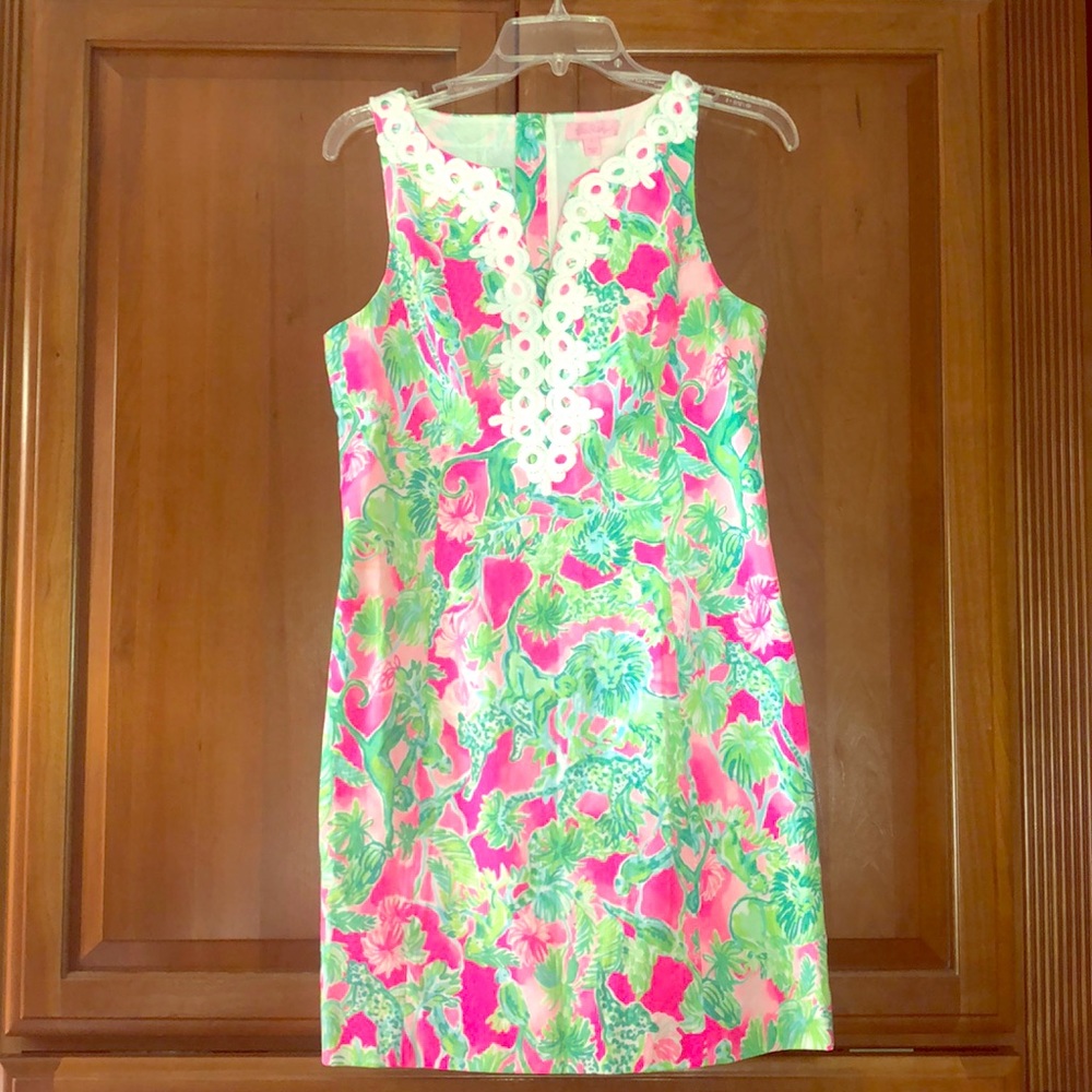 Lilly Pulitzer size 4 shift dress pink green gorg